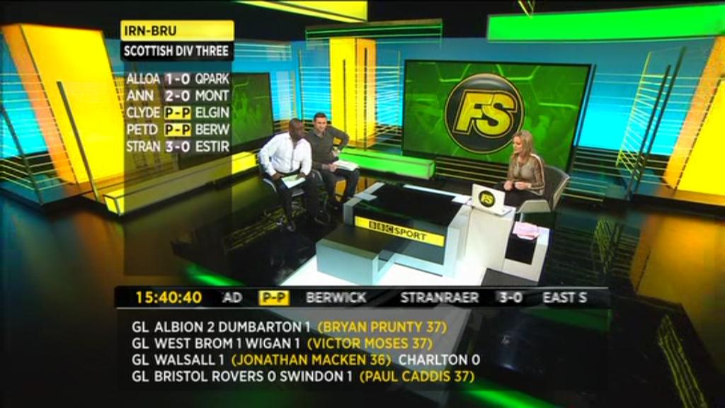 BBC Final Score in New Studio in Salford Manchester