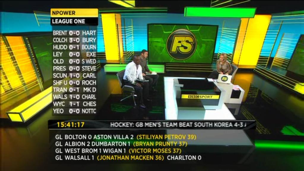 BBC Final Score in New Studio in Salford Manchester