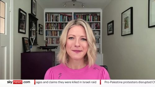 Jacqui Oatley in Pink Top