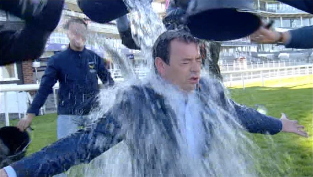 Channel 4 Racing’s Nick Luck does the Ice Bucket Challenge