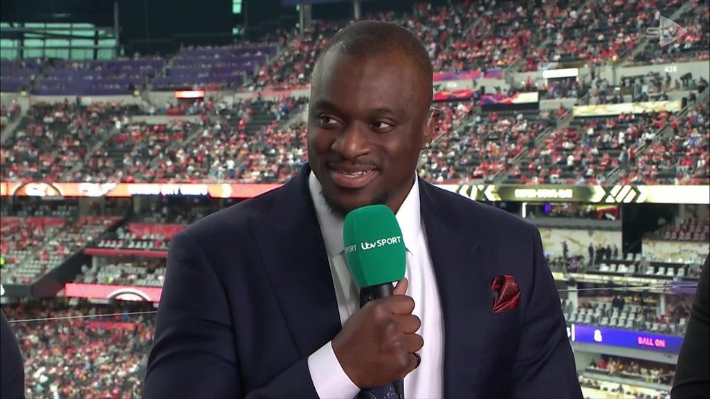 Efe Obada at Super Bowl 58 on ITV