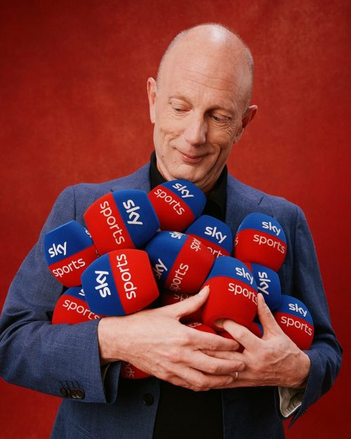 Photo by Sky Sports on August 16, 2024. May be an image of 1 person, beach ball, ball and text.